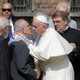 Pope Francis meets survivors of the concentration camp.